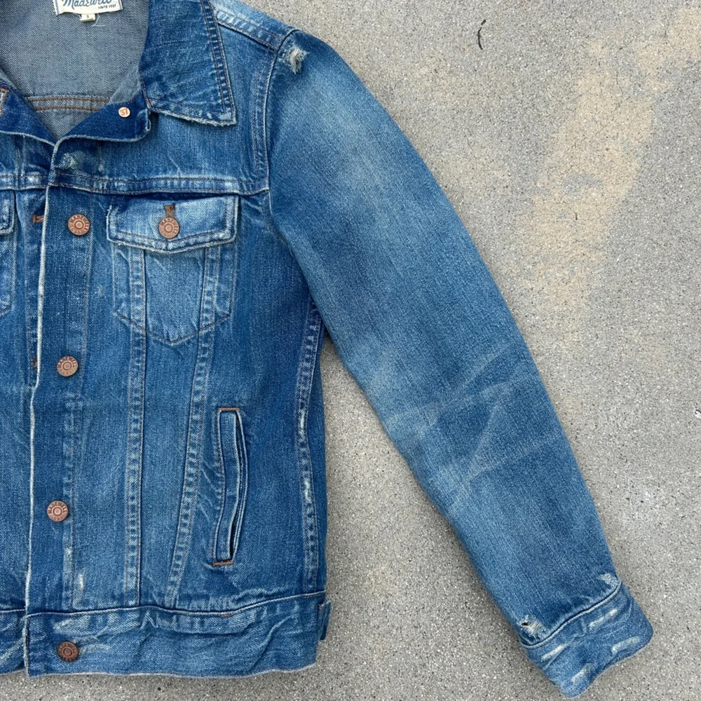 Madewell The Jean Jacket in Pinter Wash Distressed Women Size Small 100% Cotton - Picture 4 of 15